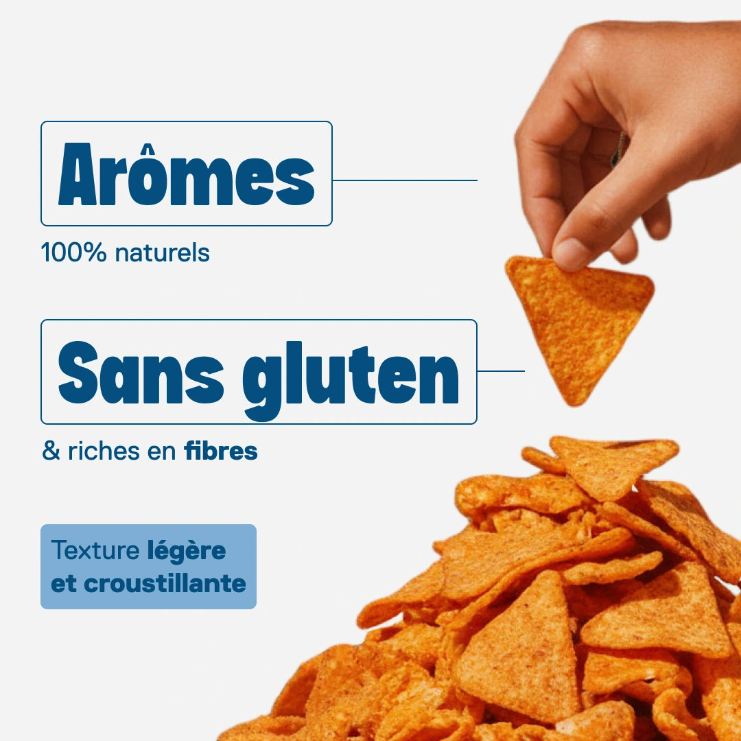 Chips protéinées QNT LIIFE saveur Paprika à déguster - Croquant aérien obtenu sans friture grâce au popping, 50 g par sachet
