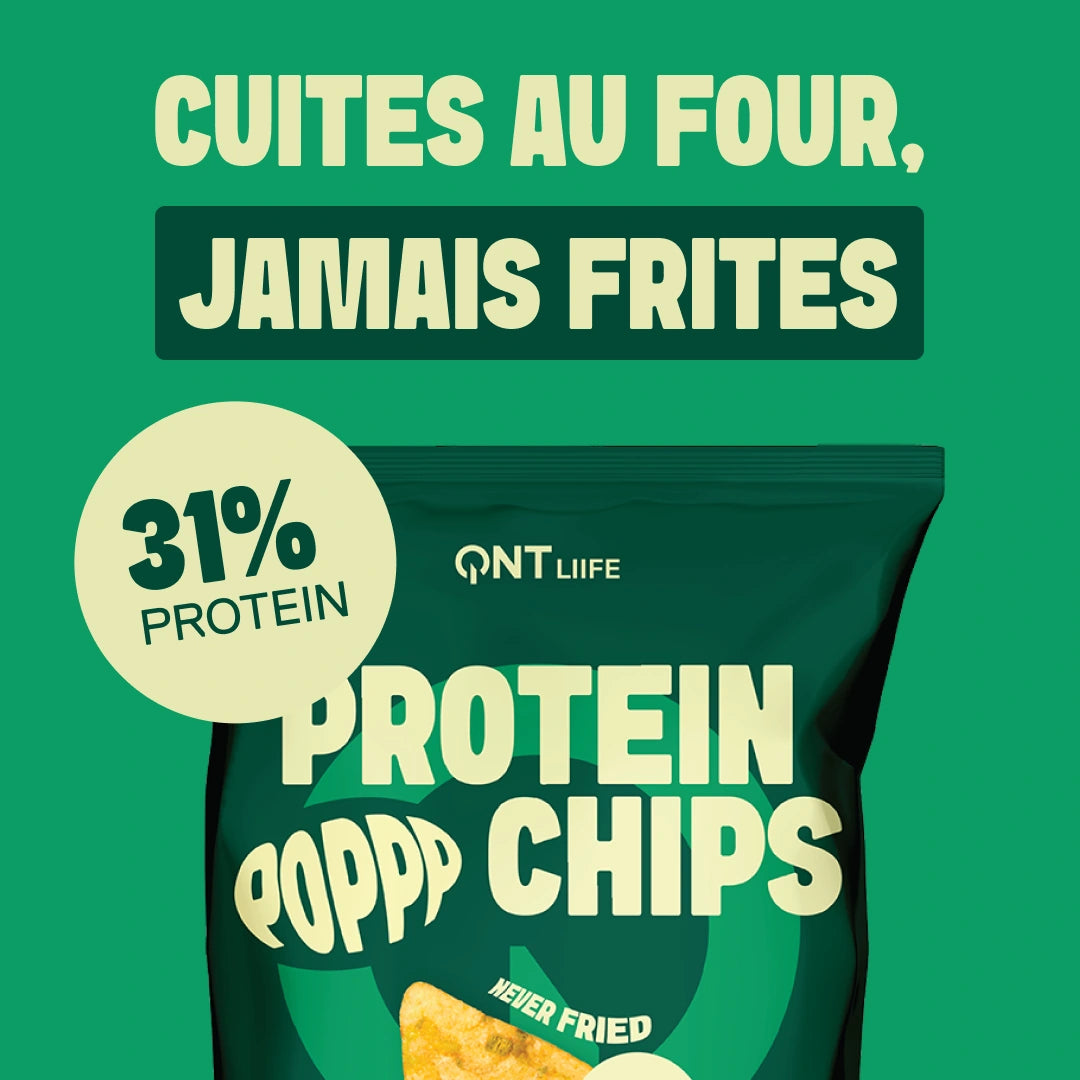 QNT LIIFE Protein Pop Chips saveur Crème aigre & Oignon - Chips protéinées au goût crémeux, 33% de protéines, sachet de 50 g