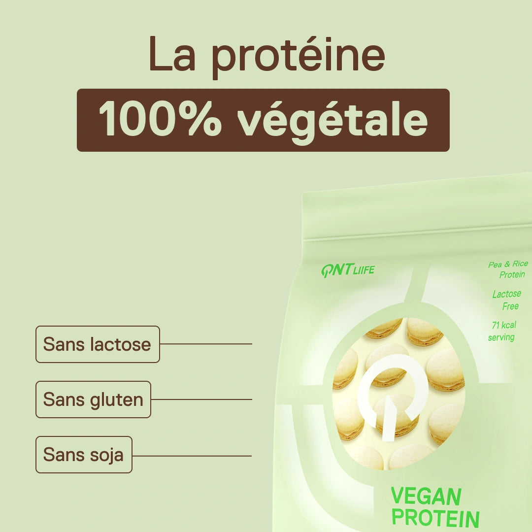 Vegan Protein LIIFE macaron vanille — protéine végétale 100% pois et riz, douceur vanillée