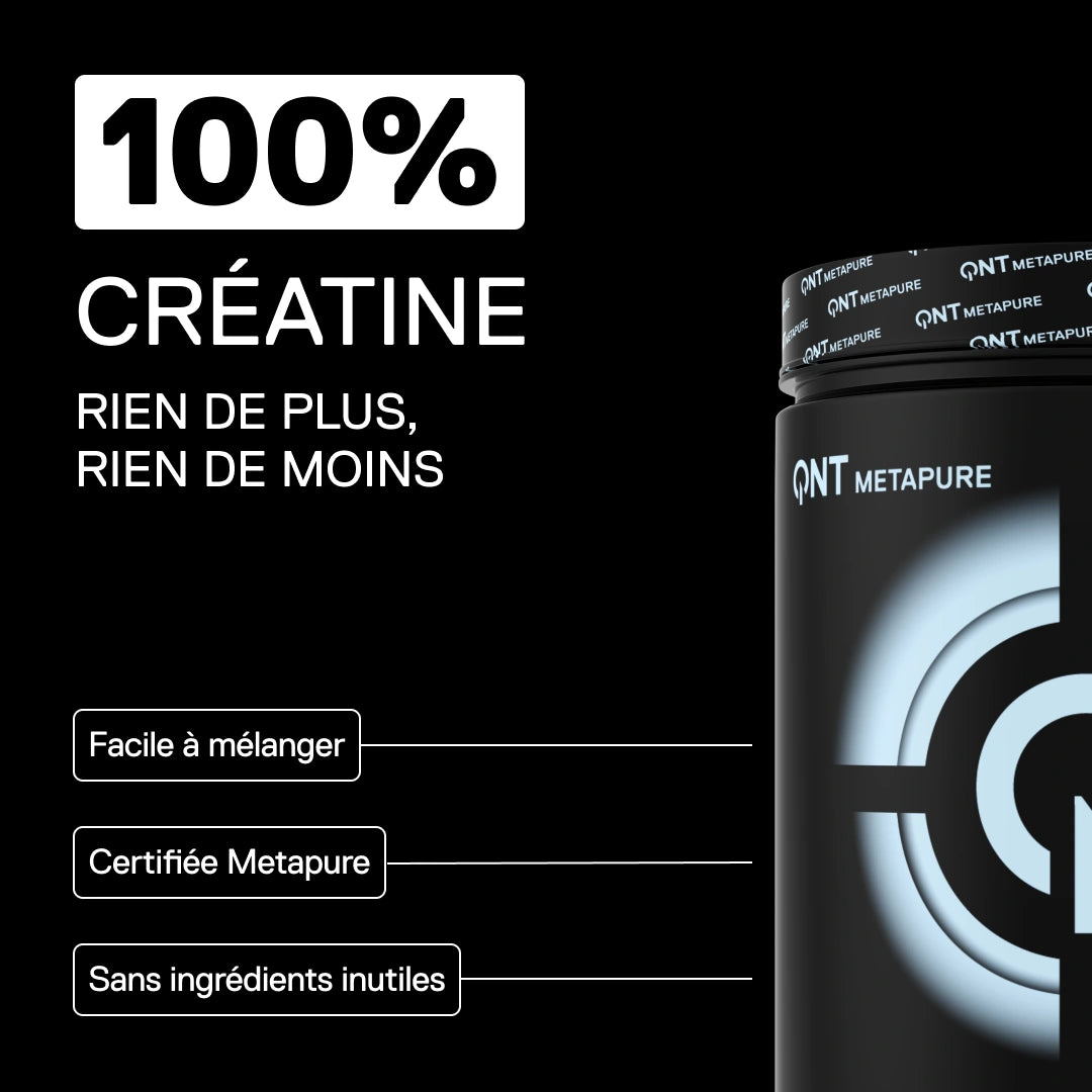 Pot QNT Metapure Créatine Monohydrate 100% pure, sans fillers ni ingrédients inutiles