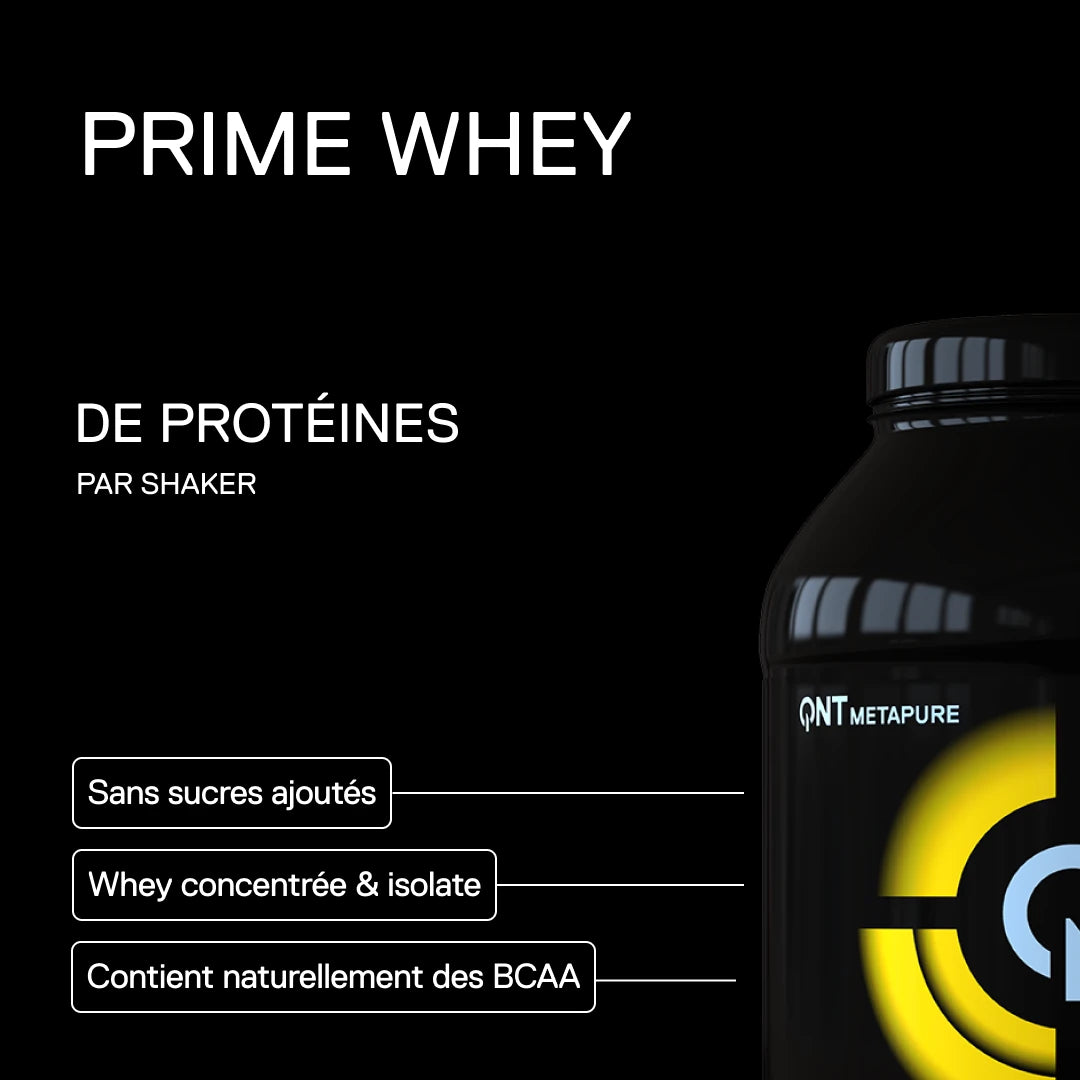 QNT Metapure Prime Whey saveur Banane - Whey protéine premium, goût banane gourmand, en poudre