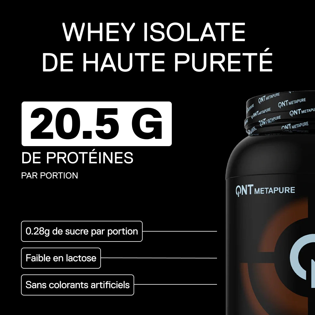 QNT Metapure Whey Isolate facile à digérer, maintien de la masse musculaire et faible en sucres