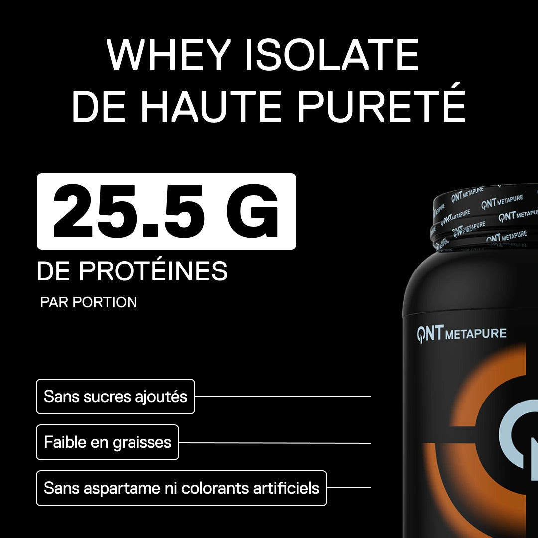 Metapure Whey Isolate Zero QNT noisette protéine isolate haute pureté 25,5g protéines
