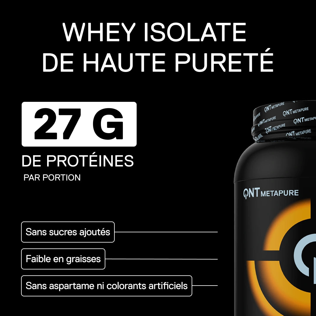 Metapure Whey Isolate Zero QNT mangue protéine whey isolate plus de 90 pour cent protéines 6,2g BCAA
