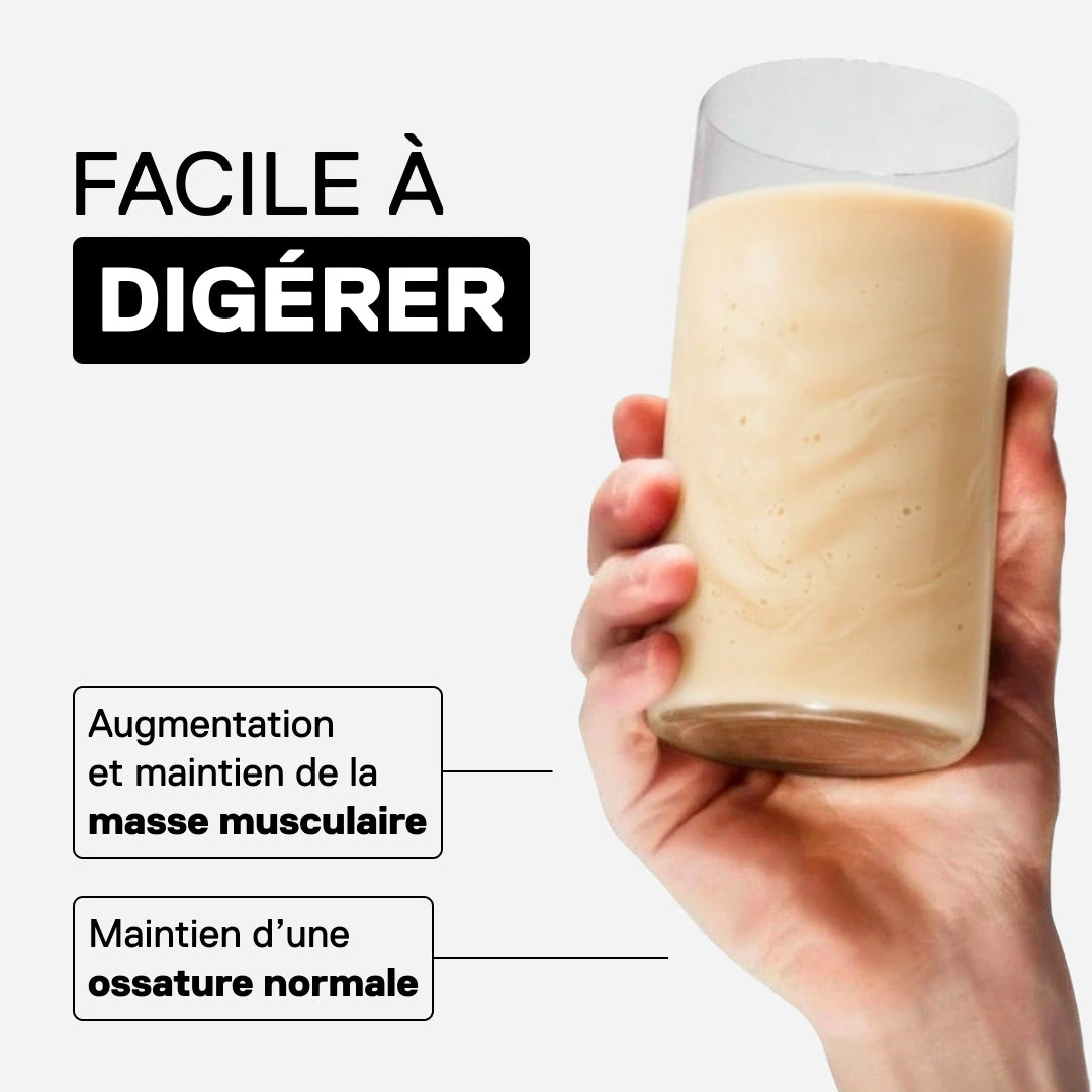 Shake whey isolate mangue QNT maintien masse musculaire faible sucre sans sucres ajoutés
