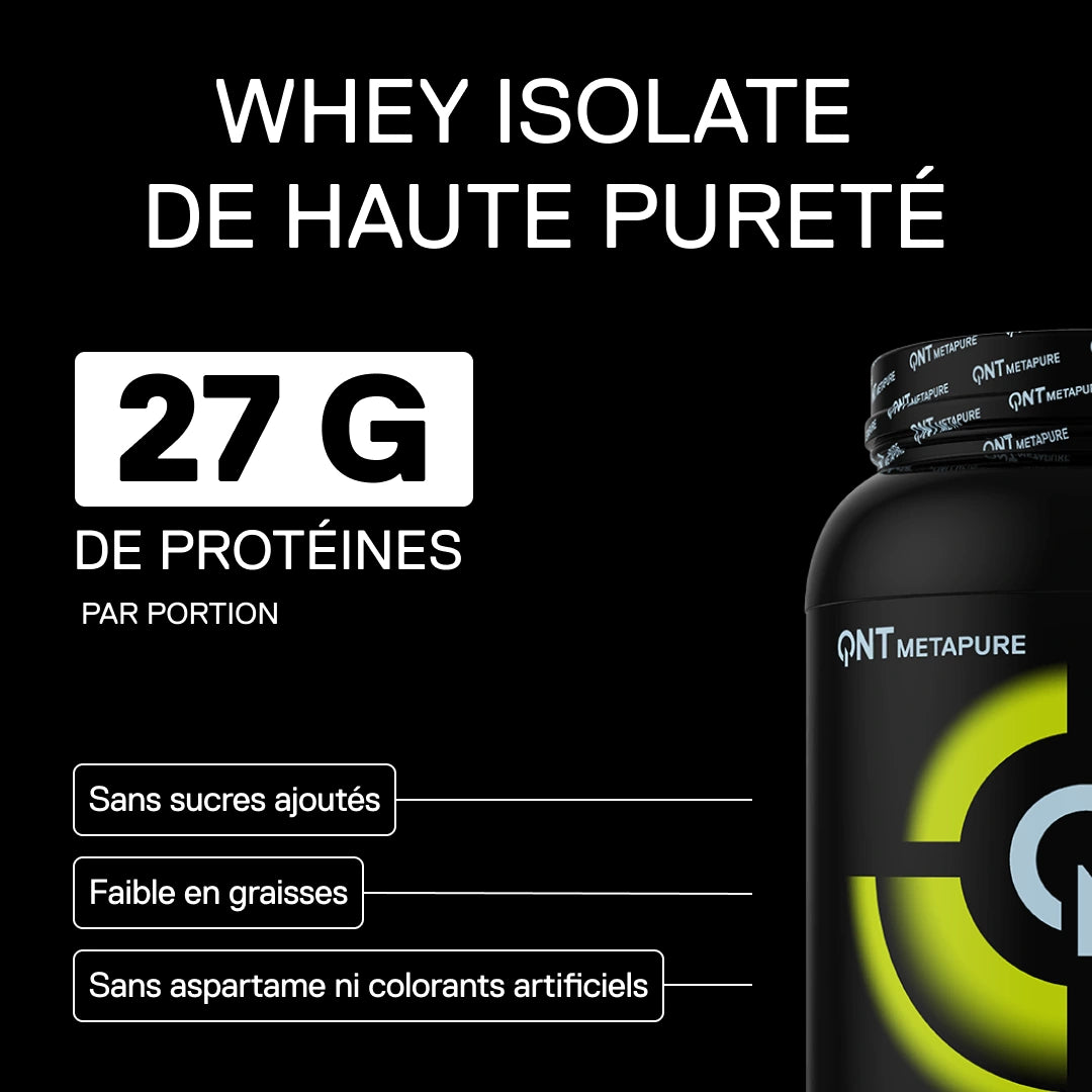 
FR
Metapure Whey Isolate Zero QNT pistache protéine whey isolate plus de 90 pour cent protéines 6,2g BCAA
