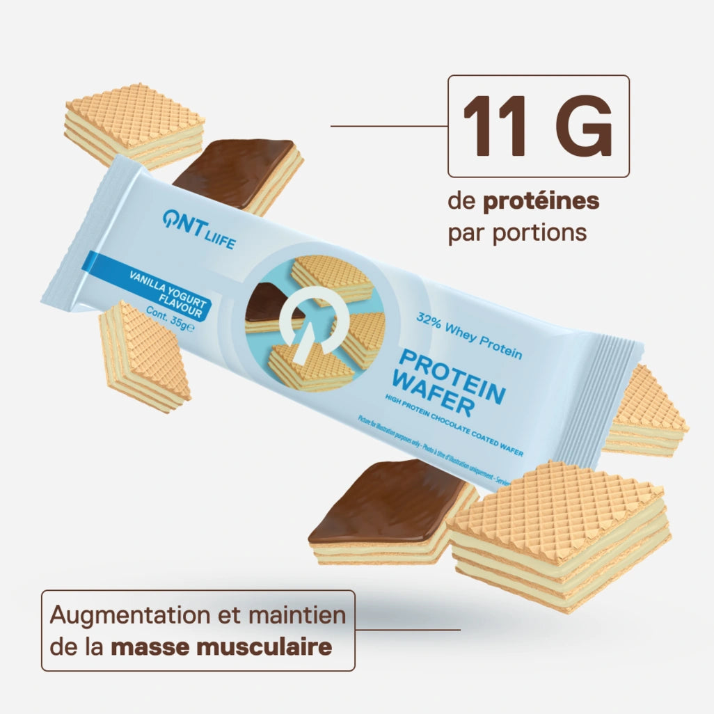 QNT LIIFE Protein Wafer saveur Vanille/Yaourt - Riche en protéines, faible en sucres, idéale en collation gourmande