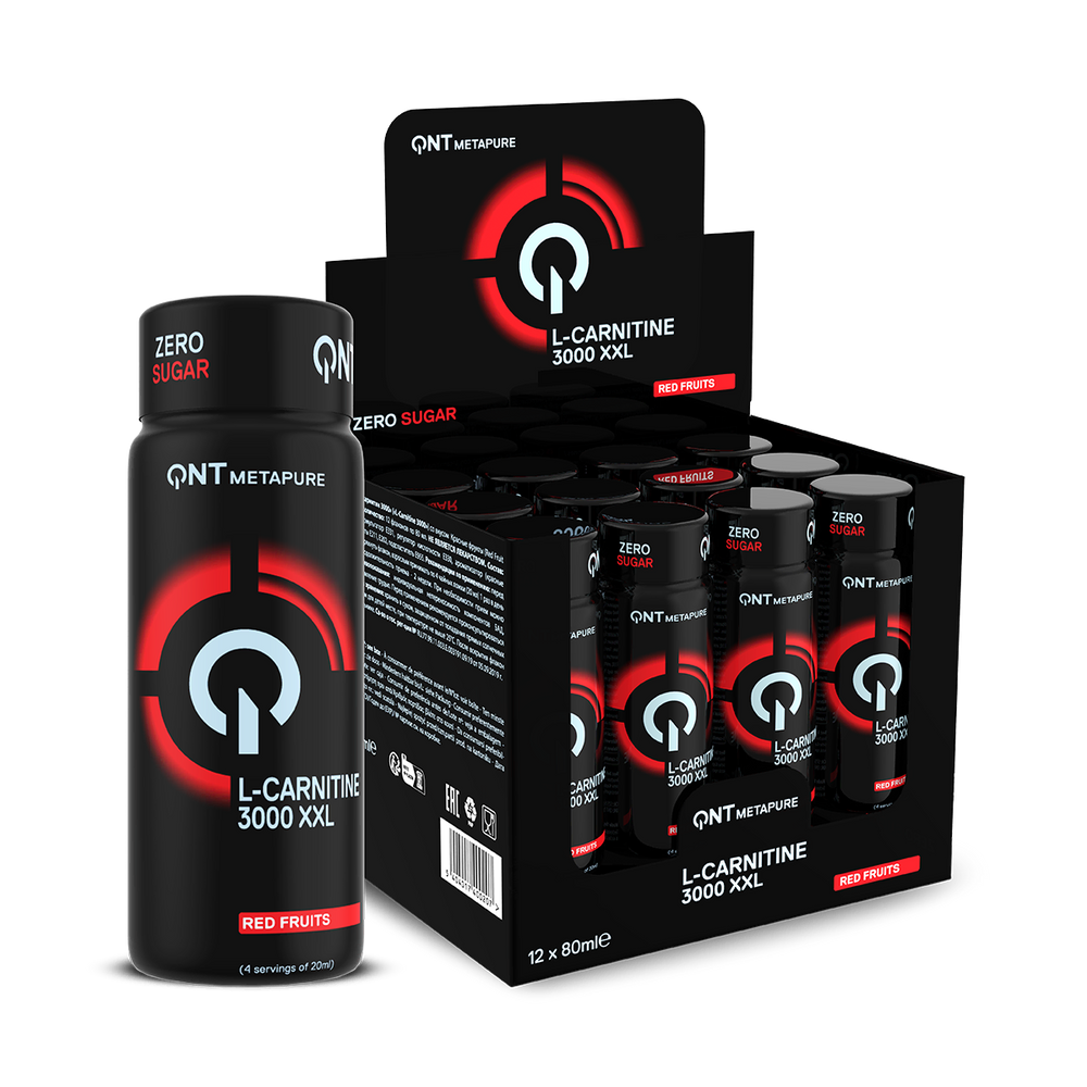 L-Carnitine QNT 3000 mg 12 x 80 ml, boisson liquide à base de L-carnitine prête à consommer