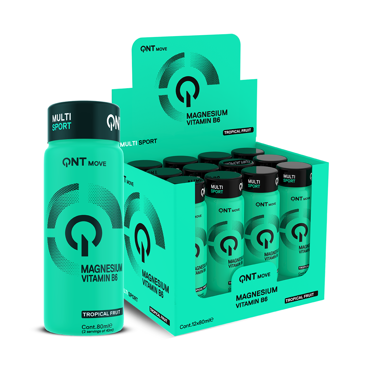 Magnesium Sport QNT 12 x 80 ml, boisson liquide à base de magnésium prête à consommer