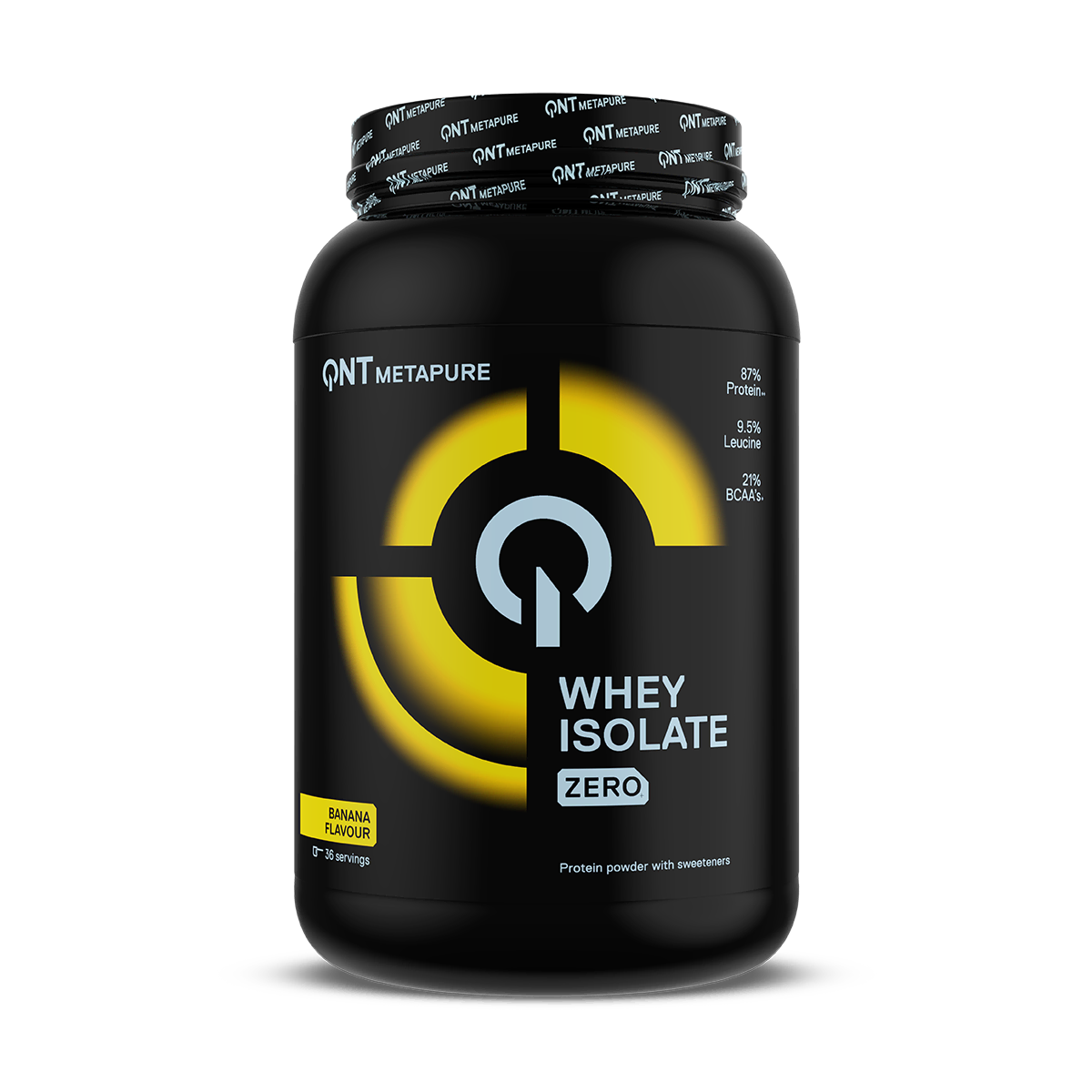 Metapure Whey Isolate Zero QNT Banane 908 g, protéine whey isolate en poudre sans sucres ajoutés