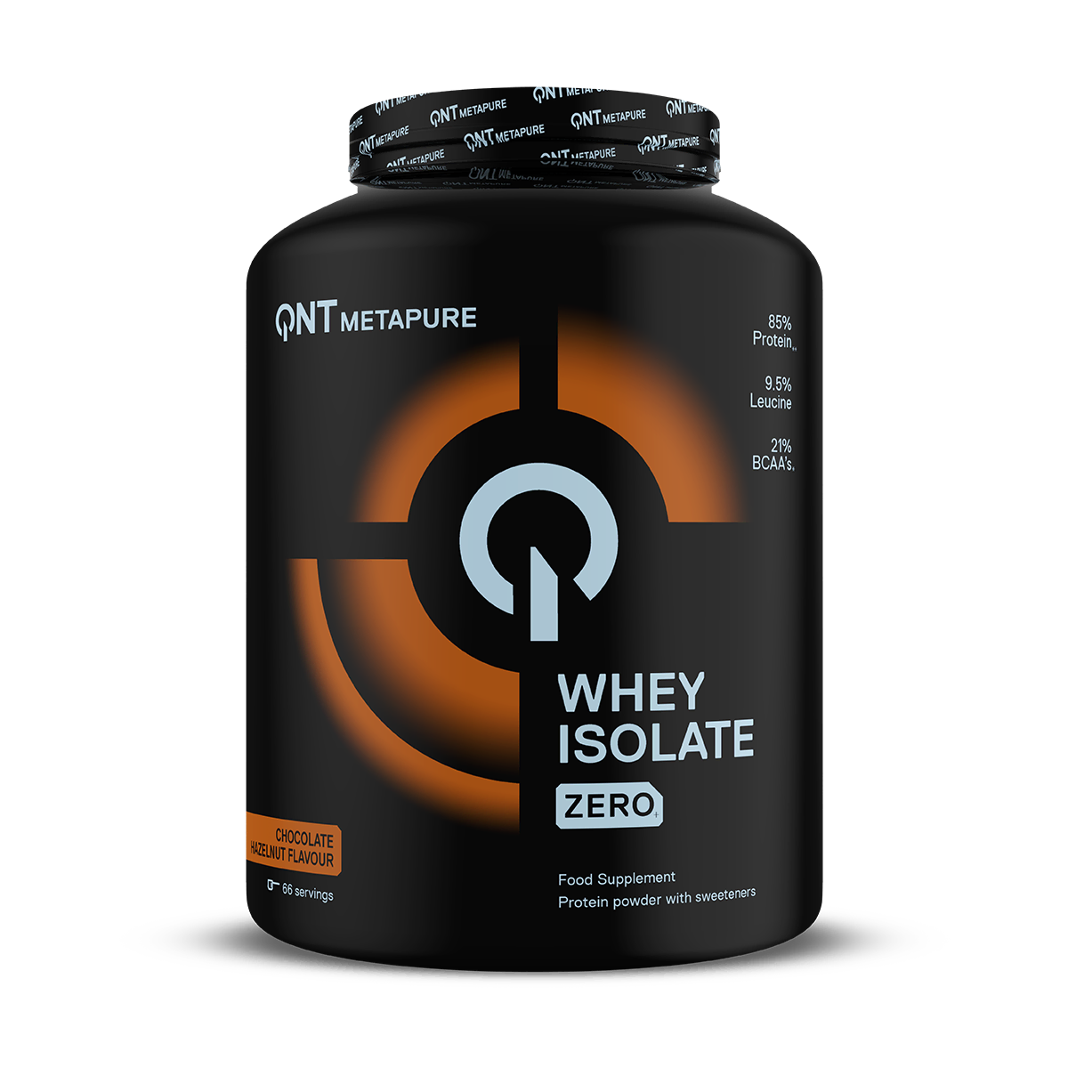 Metapure Whey Isolate Zero QNT Chocolat noisette 2 kg, protéine whey isolate en poudre sans sucres ajoutés