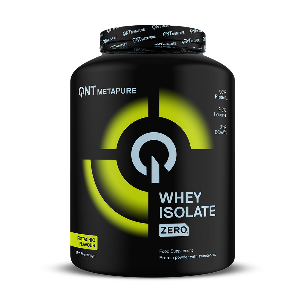 Metapure Whey Isolate Zero QNT Pistache 2 kg, protéine whey isolate en poudre sans sucres ajoutés