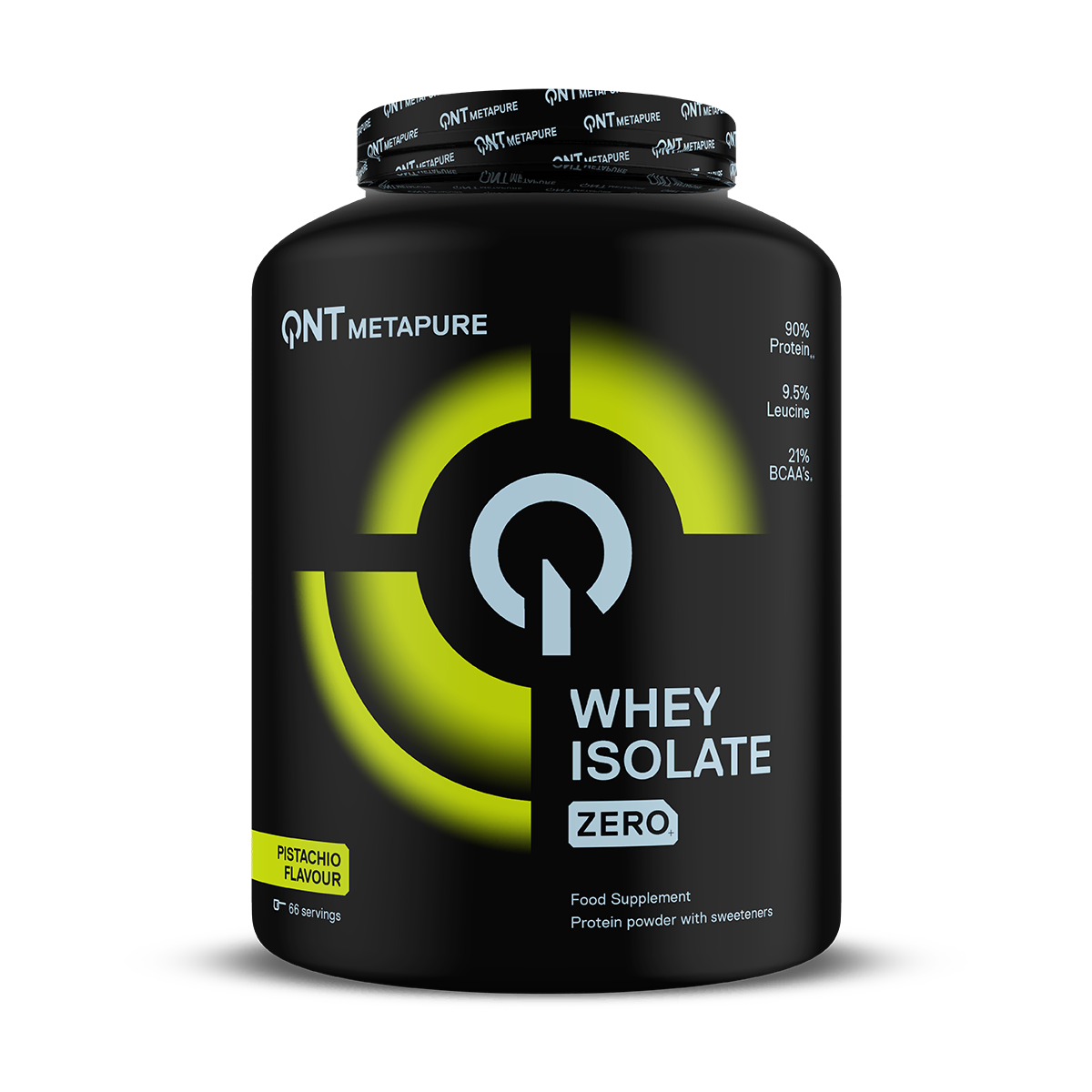 Metapure Whey Isolate Zero QNT Pistache 2 kg, protéine whey isolate en poudre sans sucres ajoutés