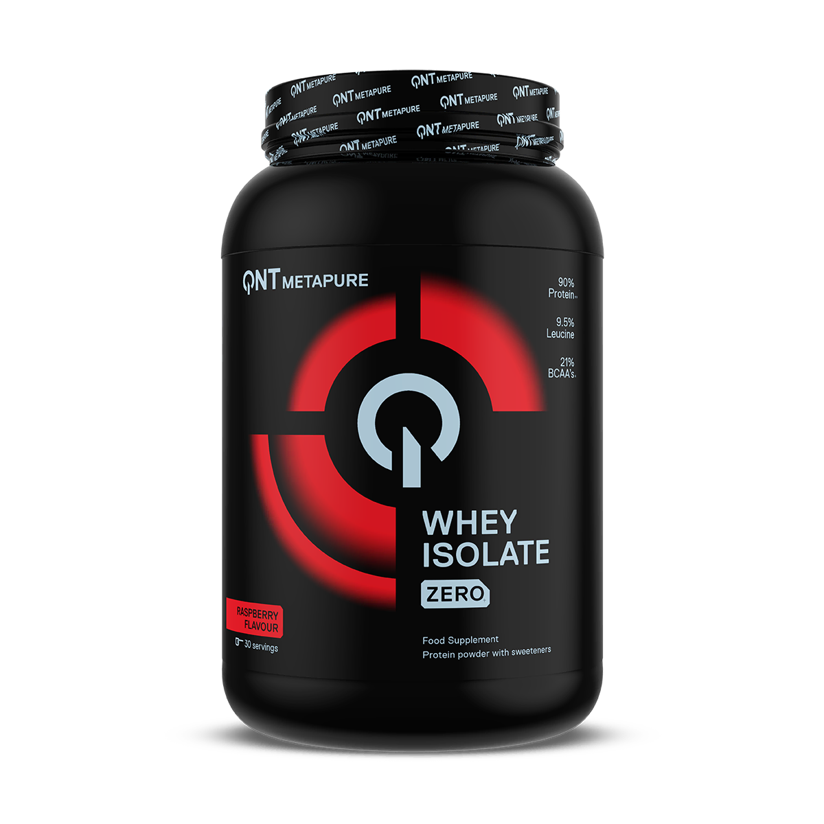 Metapure Whey Isolate Zero QNT Framboise 908 g, protéine whey isolate en poudre sans sucres ajoutés