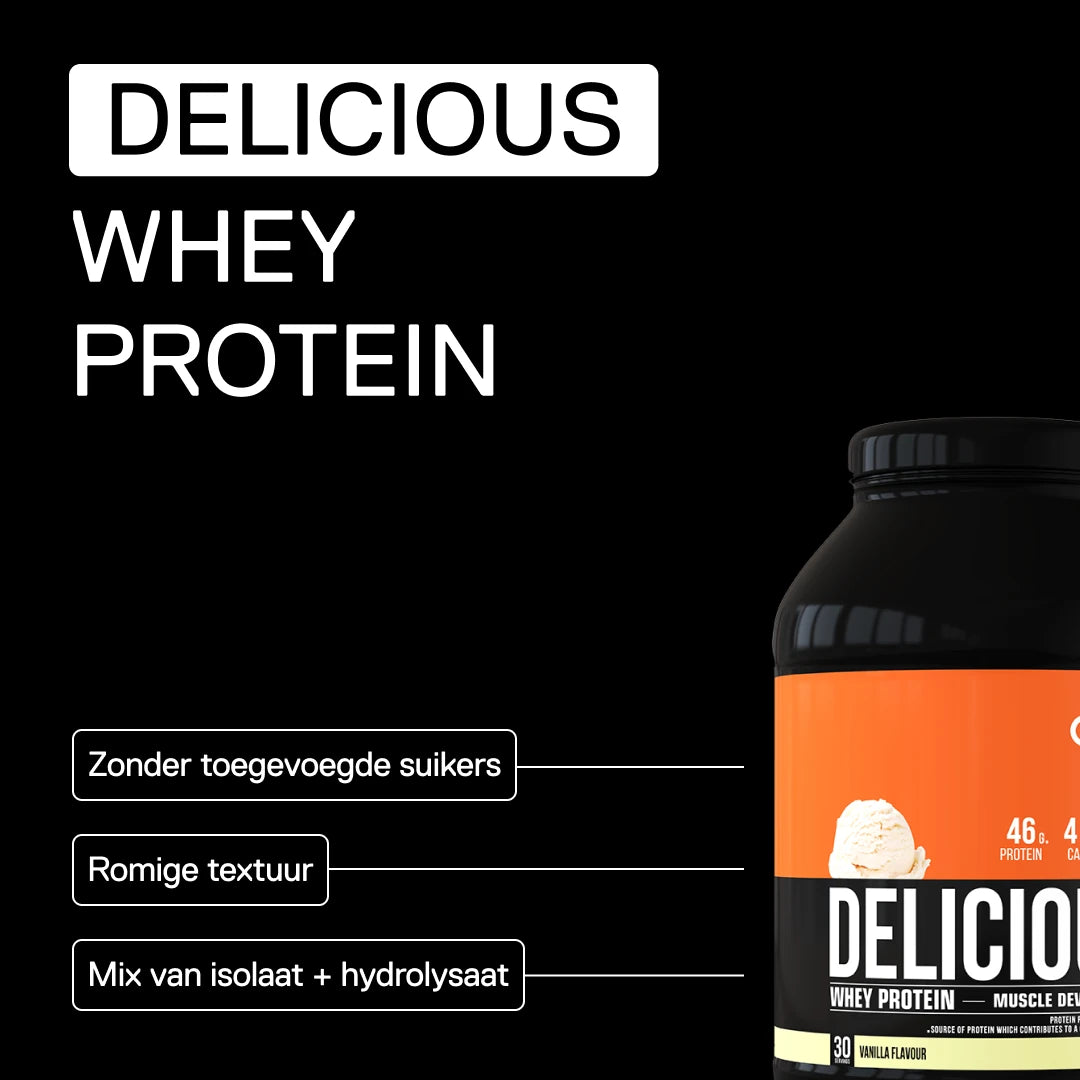 QNT Delicious Whey Protein Vanille – zonder toegevoegde suikers en romige textuur