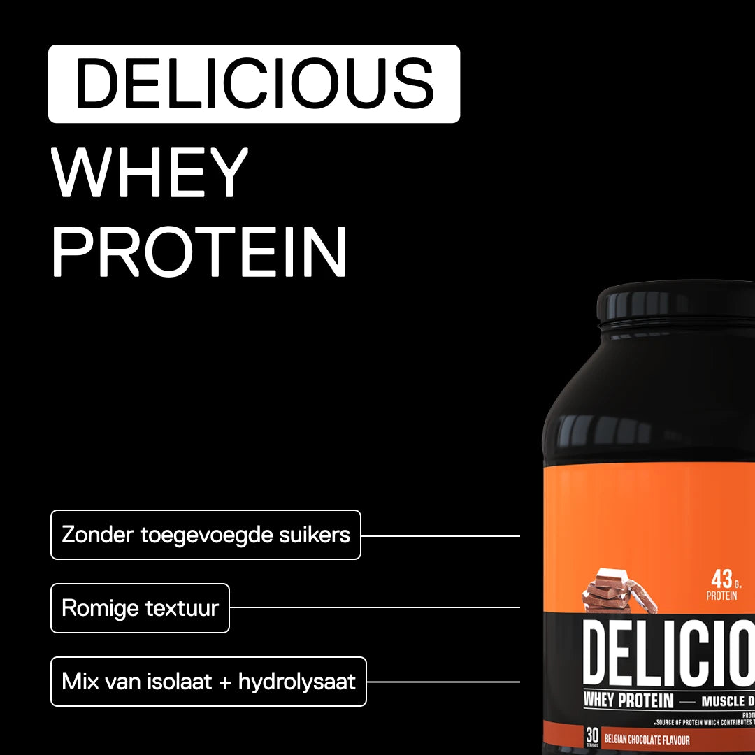QNT Delicious Whey Protein Belgische Chocolade – zonder toegevoegde suikers en romige textuur