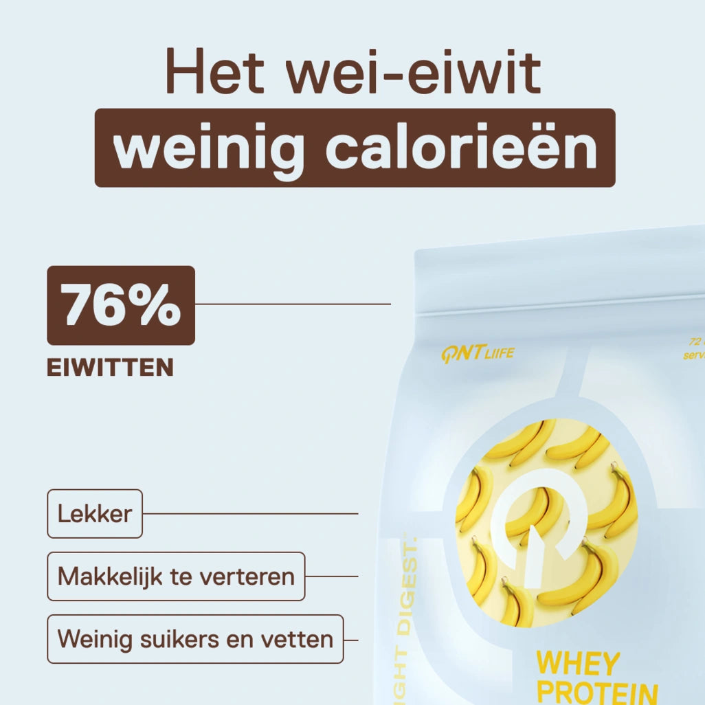 QNT LIIFE Light Digest Whey Protein smaak Banaan - Lichte en goed verteerbare whey, zakje van 500 g, lekkere bananensmaak