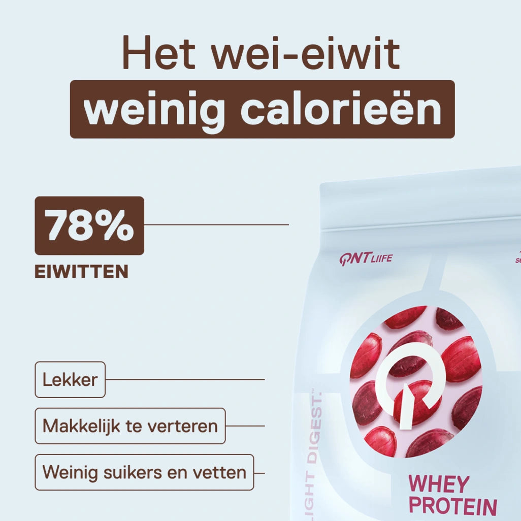 QNT LIIFE Light Digest Whey Protein smaak Snoep fruit - Lichte en goed verteerbare whey, zakje van 500 g, zoete en fruitige toetsen