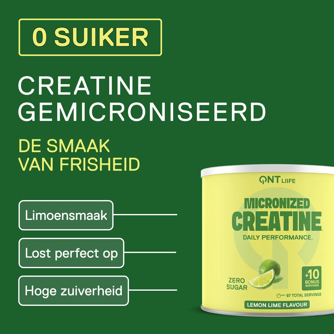 QNT LIIFE Micronized Creatine Limoen – 0 suiker en limoensmaak