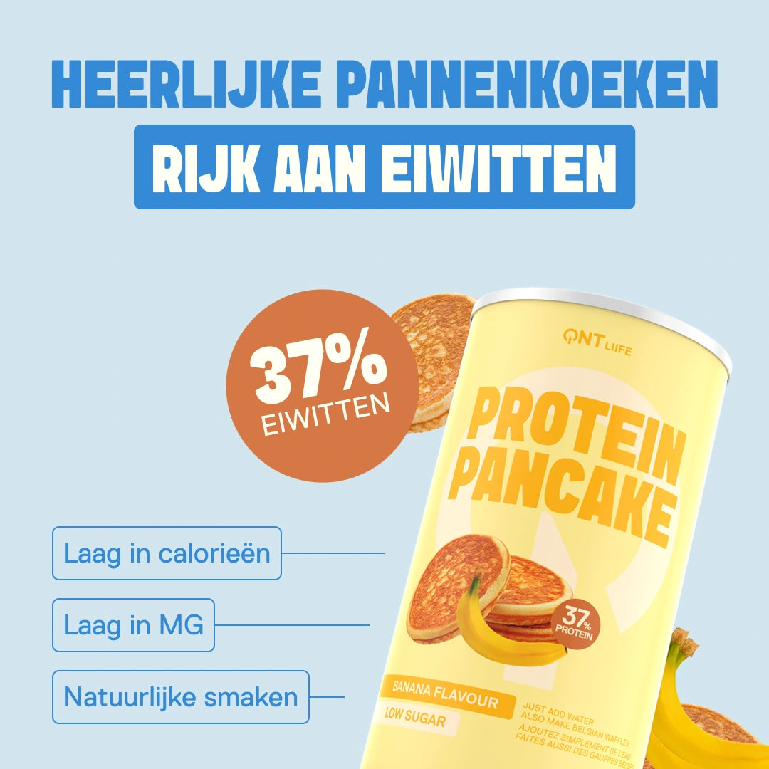 Protein Pancake LIIFE banaan — eiwitrijke pannenkoekmix met weinig suiker, lekkere bananensmaak