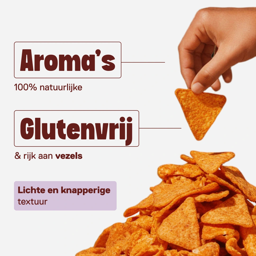 Eiwit chips QNT LIIFE smaak Barbecue als snack - Luchtige en knapperige textuur dankzij popping, 50 g per individueel zakje
