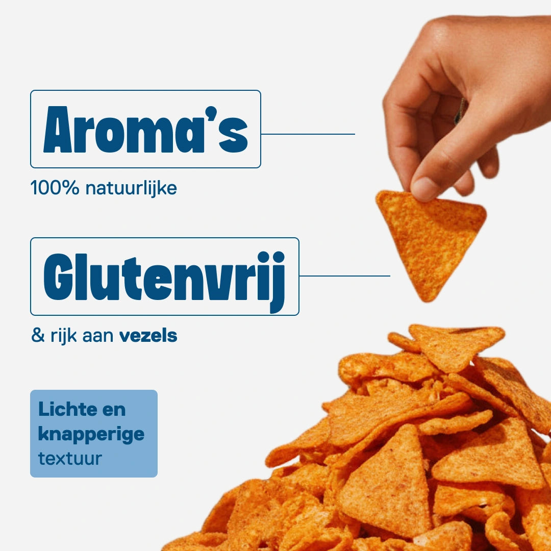 Eiwit chips QNT LIIFE smaak Paprika om van te genieten - Luchtige krokantheid zonder frituren dankzij popping, 50 g per zakje