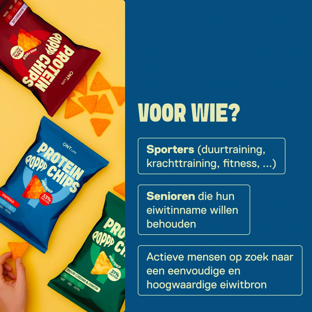 QNT LIIFE Protein Pop Chips smaak Paprika - Voor wie? Sporters en wie een eiwit- en vezelrijke snack zoekt