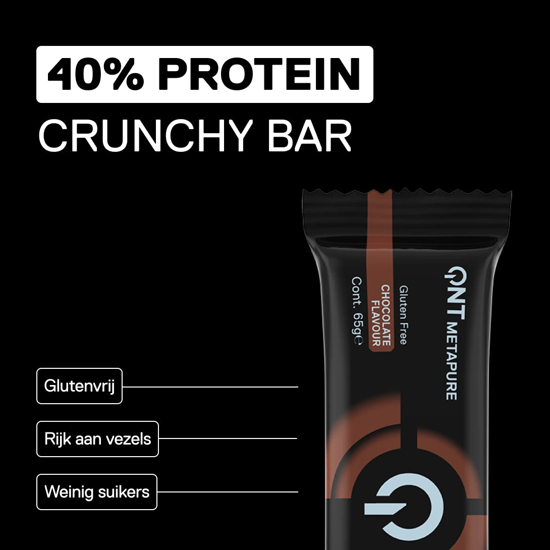 QNT Metapure 40% Crunchy Eiwitreep — Chocolade — visual 1