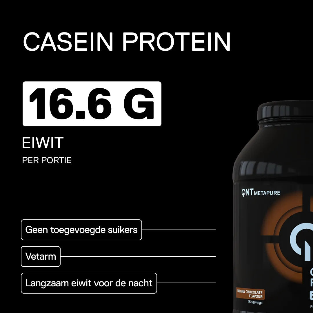 QNT METAPURE Caseïne Micellair smaak Chocolade - langzaam vrijkomend eiwit, ideaal voor het slapen of tussen maaltijden