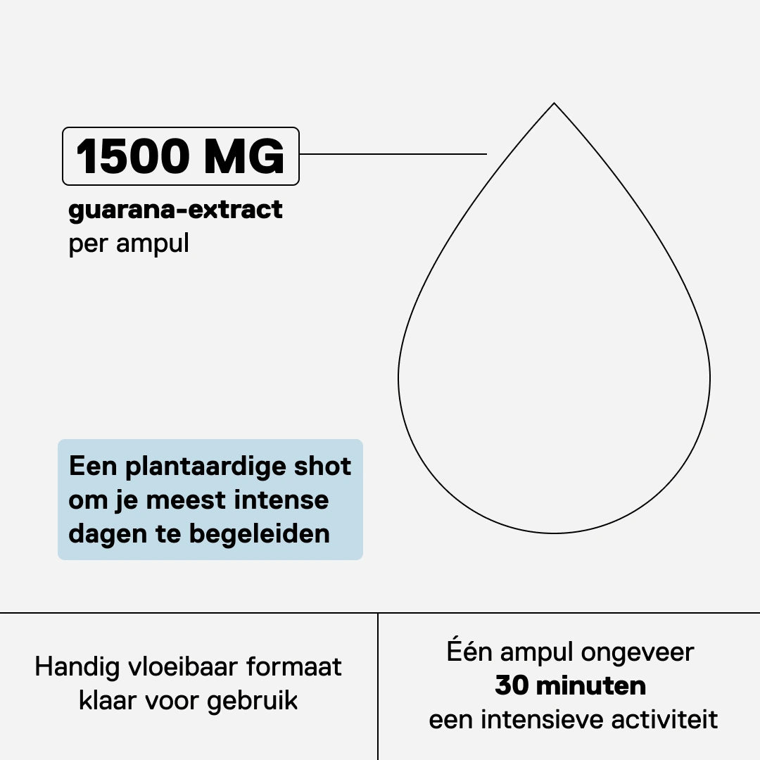 Guarana energieshot QNT Guarana Extreme Voltage Sinaasappel: 1500 mg guarana-extract per ampul, plantaardige drinkklare shot, circa 30 min voor de inspanning