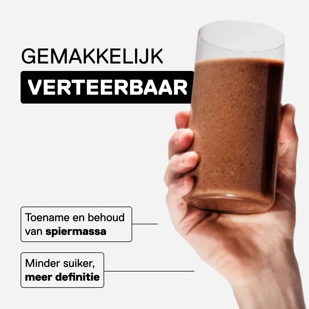 Hazelnoot whey isolate shake QNT makkelijk verteerbaar spiermassa ondersteuning weinig suiker
