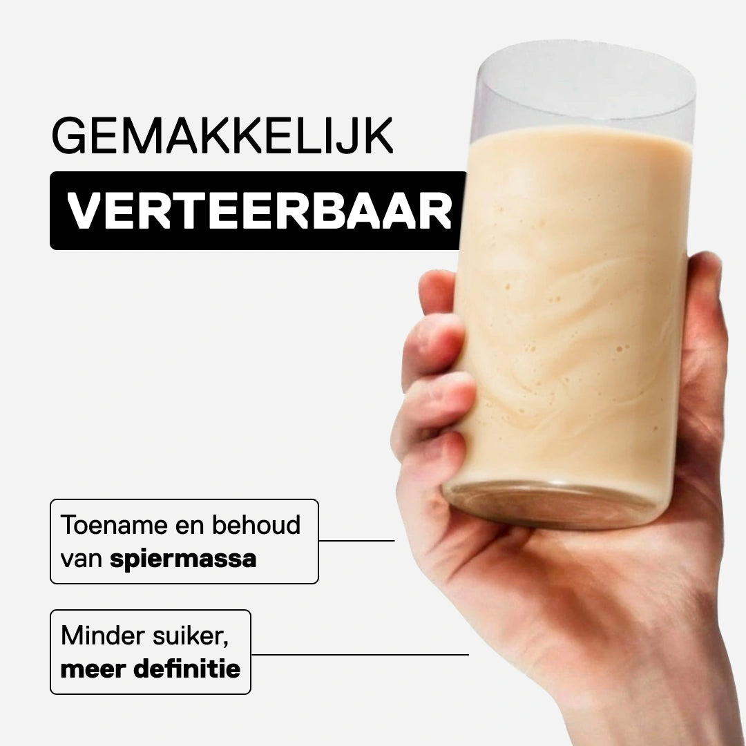 Pistache whey isolate shake QNT ondersteunt spiermassa weinig suiker zonder toegevoegde suikers
