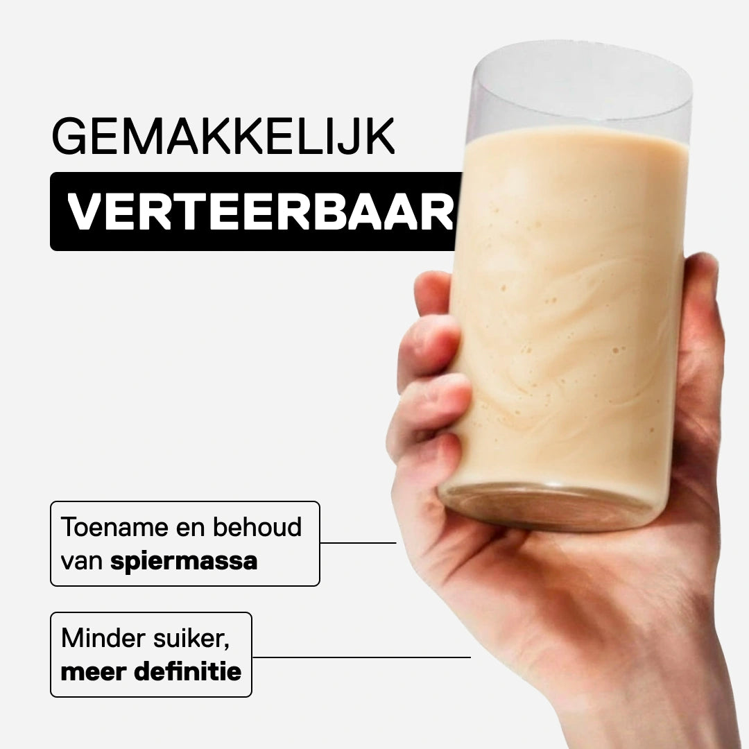 Framboos whey isolate shake QNT makkelijk verteerbaar spiermassa ondersteuning zonder toegevoegde suikers
