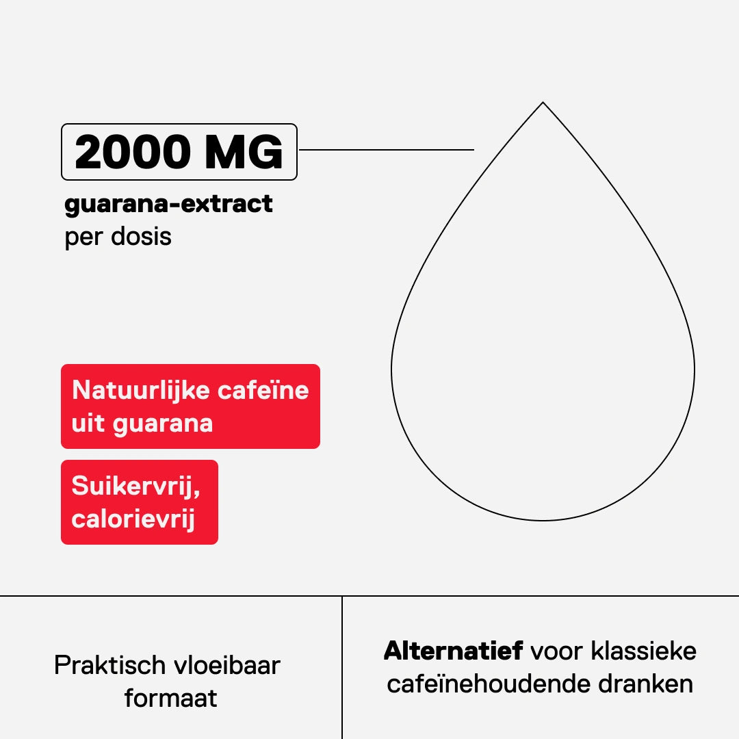 Guaranashot QNT MOVE Guarana Kick: 2000 mg guarana-extract per dosis, natuurlijke cafeïne, zonder suikers of calorieën, drinkklaar