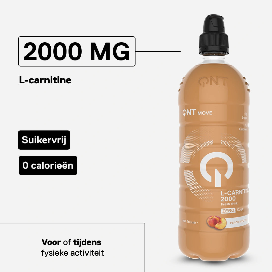 L-Carnitine 2000 mg MOVE perzik ijsthee — 2000 mg L-carnitine ter ondersteuning van de inspanning