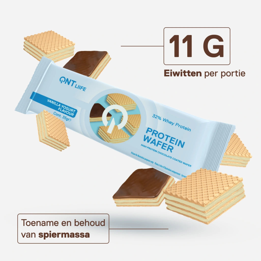 QNT LIIFE Protein Wafer smaak Vanille/Yoghurt - Rijk aan eiwit, laag in suikers, ideaal als zoete snack