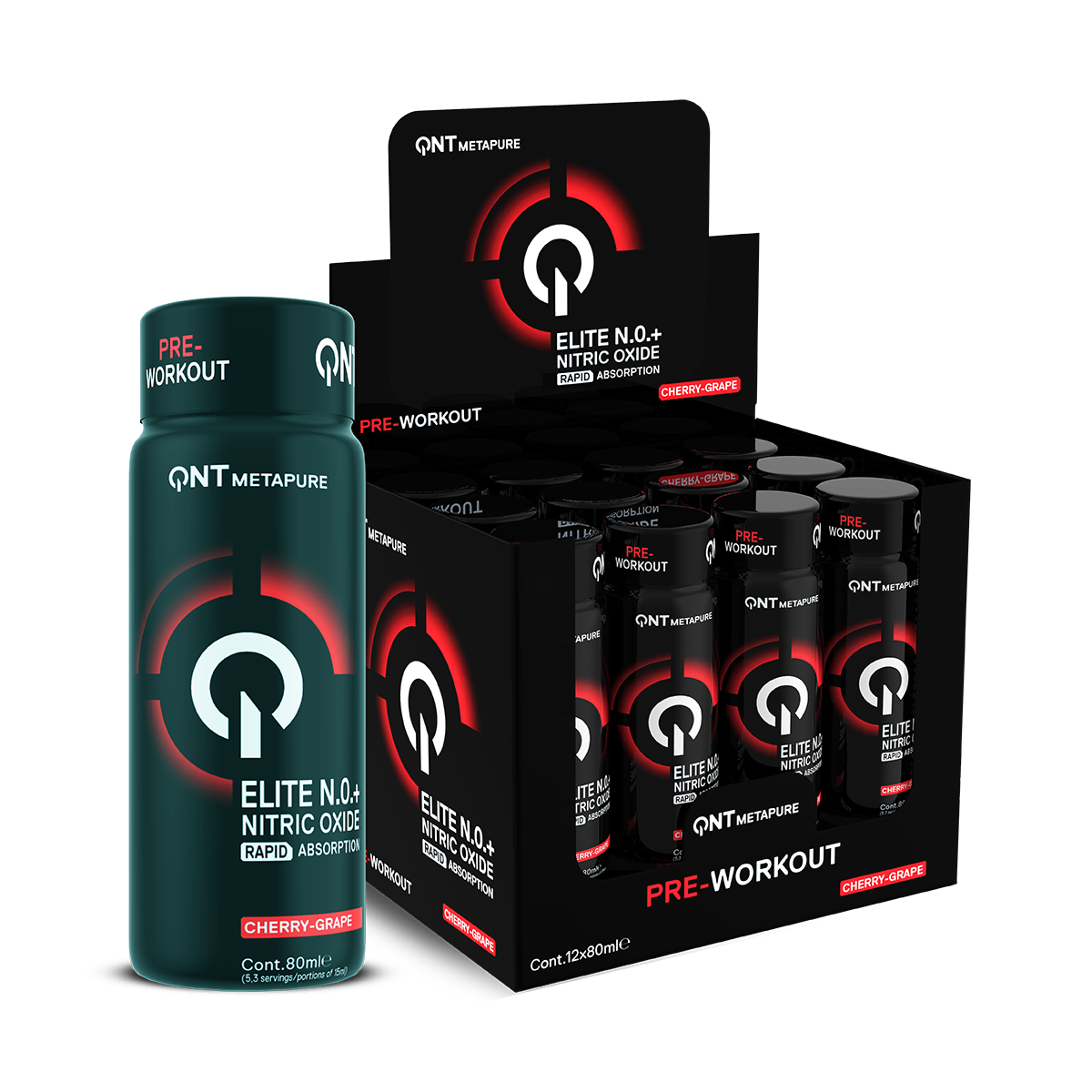 Pré-workout QNT Elite N.O.+ cerise-raisin 12 x 80 ml