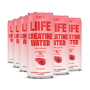 Pack de canettes QNT LIIFE Creatine Water Framboise et airelle rouge, boisson pétillante sans sucres, 3 g de créatine par canette