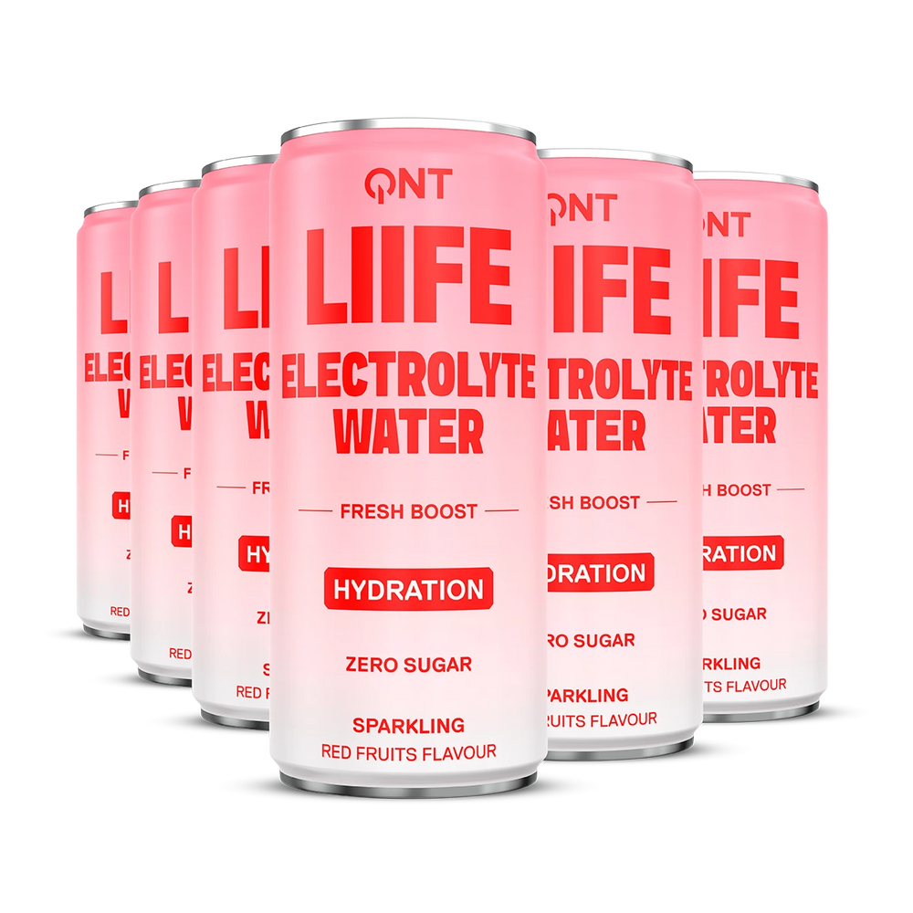 QNT LIIFE Electrolyte Water Fruits rouges, boisson pétillante aux électrolytes sans sucres pour l’hydratation, saveur fruits rouges, 330 ml