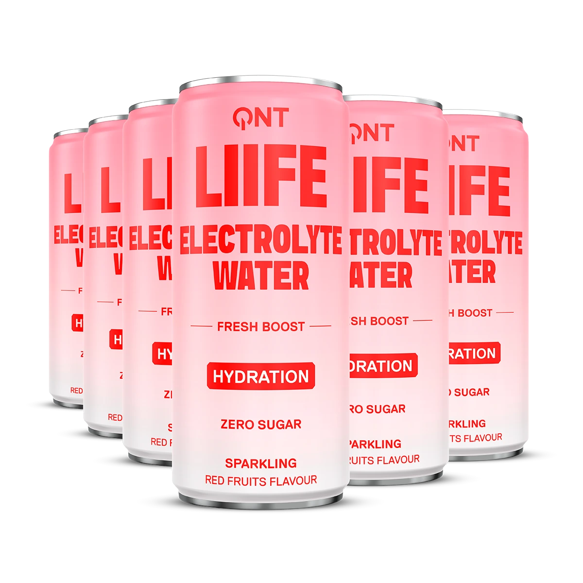 QNT LIIFE Electrolyte Water Fruits rouges, boisson pétillante aux électrolytes sans sucres pour l’hydratation, saveur fruits rouges, 330 ml