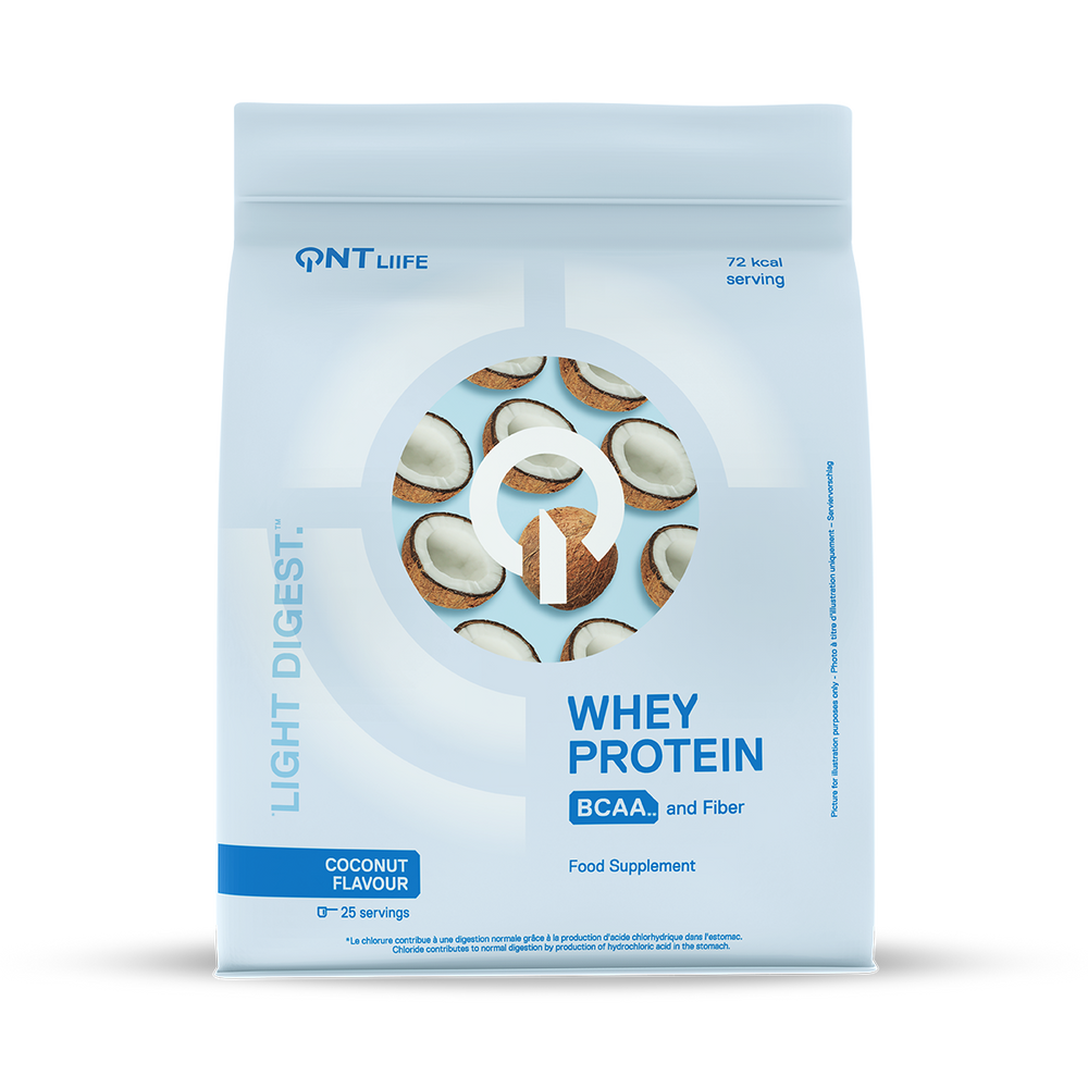 Light Digest Whey Protéine 500 g QNT Coco, protéine whey facile à digérer en poudre