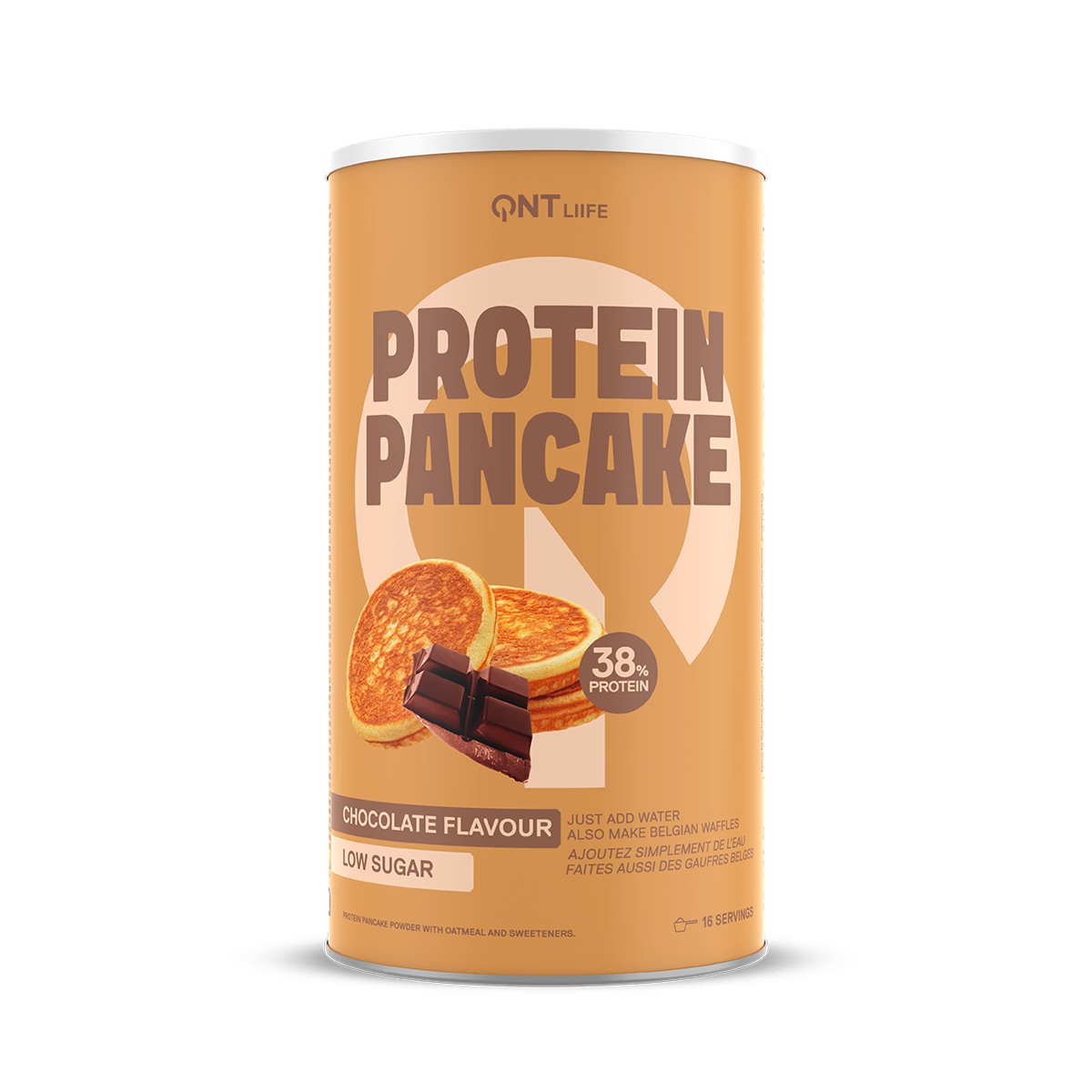 Préparation pour pancakes protéinés QNT Liife saveur chocolat, riche en protéines, faible en sucres