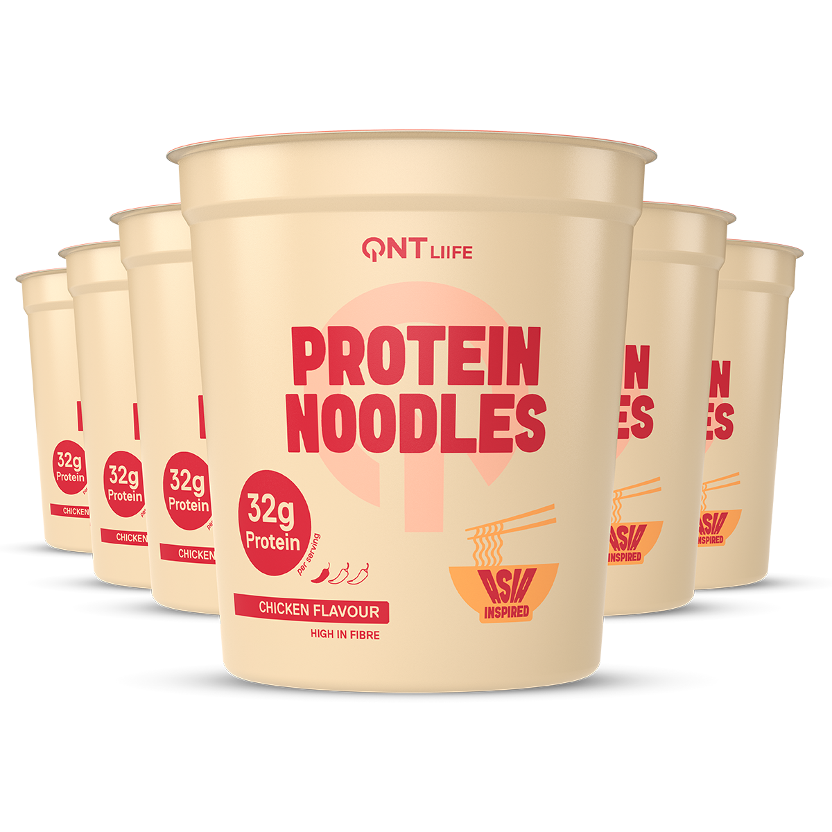 Protein Noodles QNT saveur poulet, repas instantané riche en protéines (32 g), prêt en 5 minutes, faible en sucres et équilibré