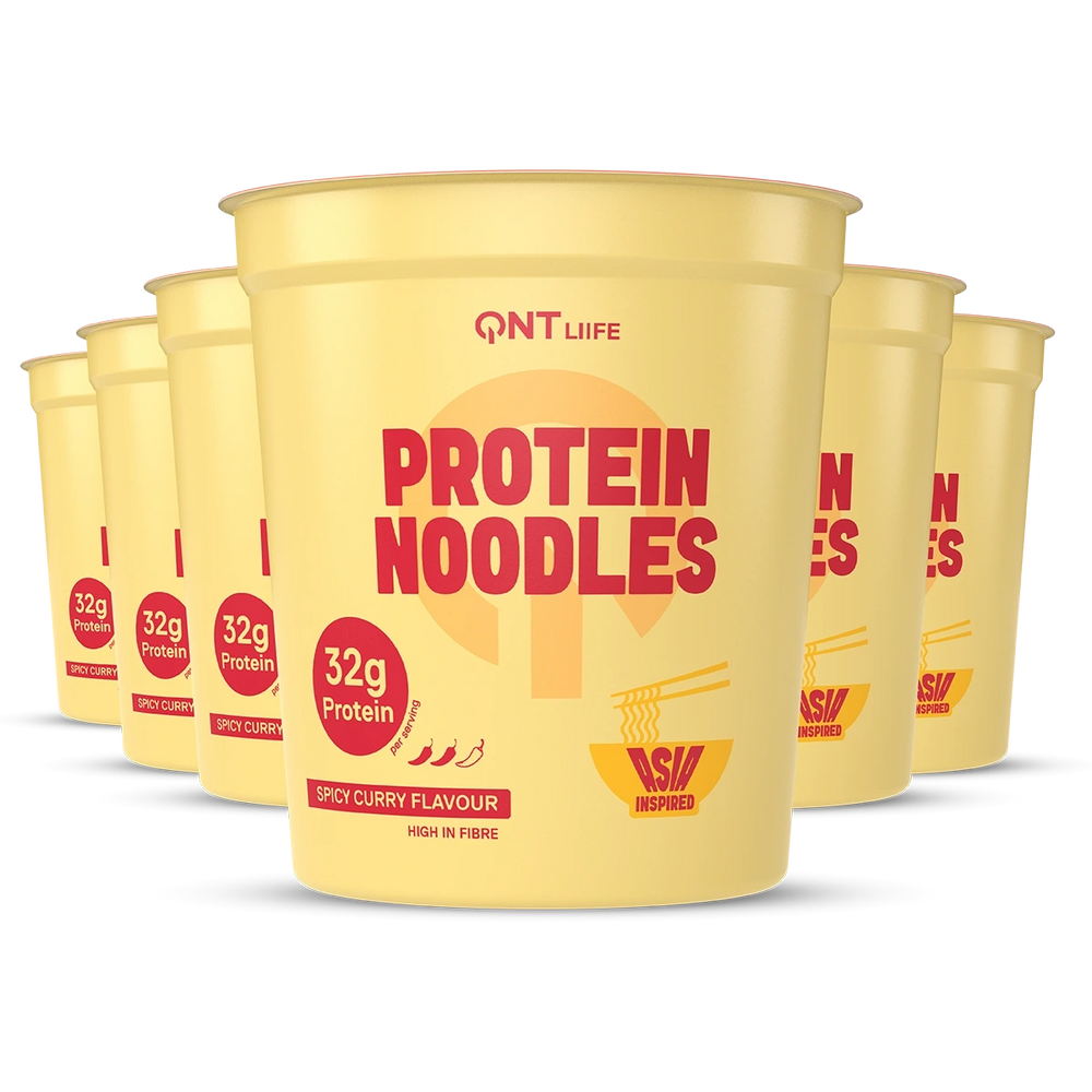 Protein Noodles QNT saveur curry épicé, repas riche en protéines aux épices asiatiques, prêt en 5 minutes, faible en sucres