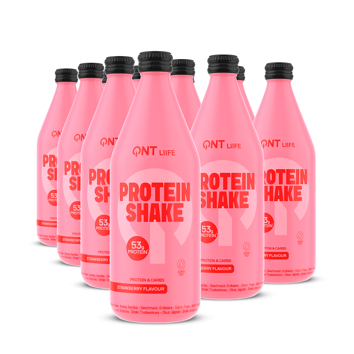 Protein Shake QNT prêt à boire Fraise 500 ml, boisson protéinée liquide avec 53 g de protéines