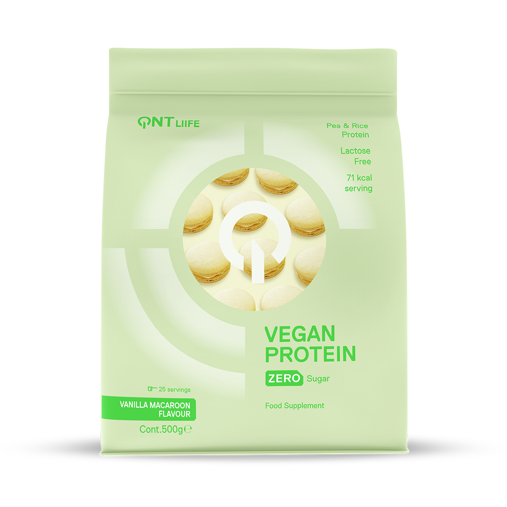 QNT Vegan vanilla macaron 500 g, vegan protein powder