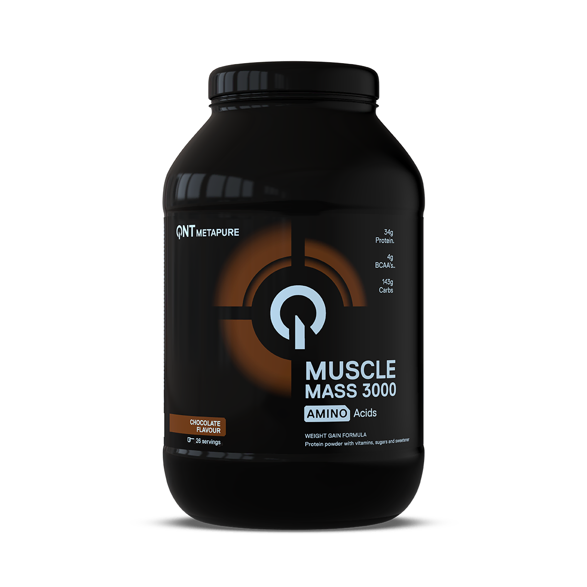 3000 Muscle Mass Gainer QNT Chocolat 1,3 kg, gainer riche en calories en poudre