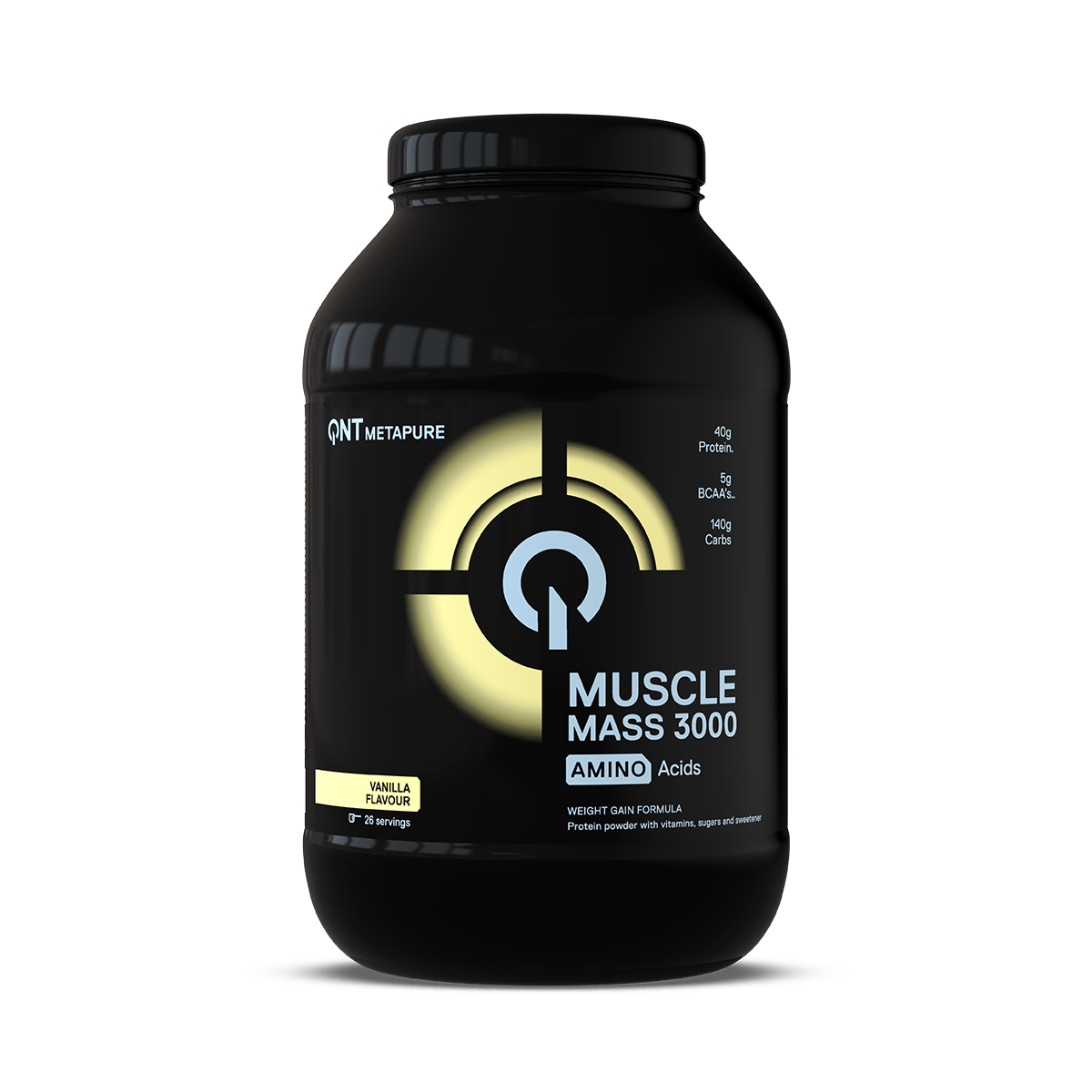 3000 Muscle Mass Gainer QNT Vanille 1,3 kg, gainer pour prise de masse en poudre