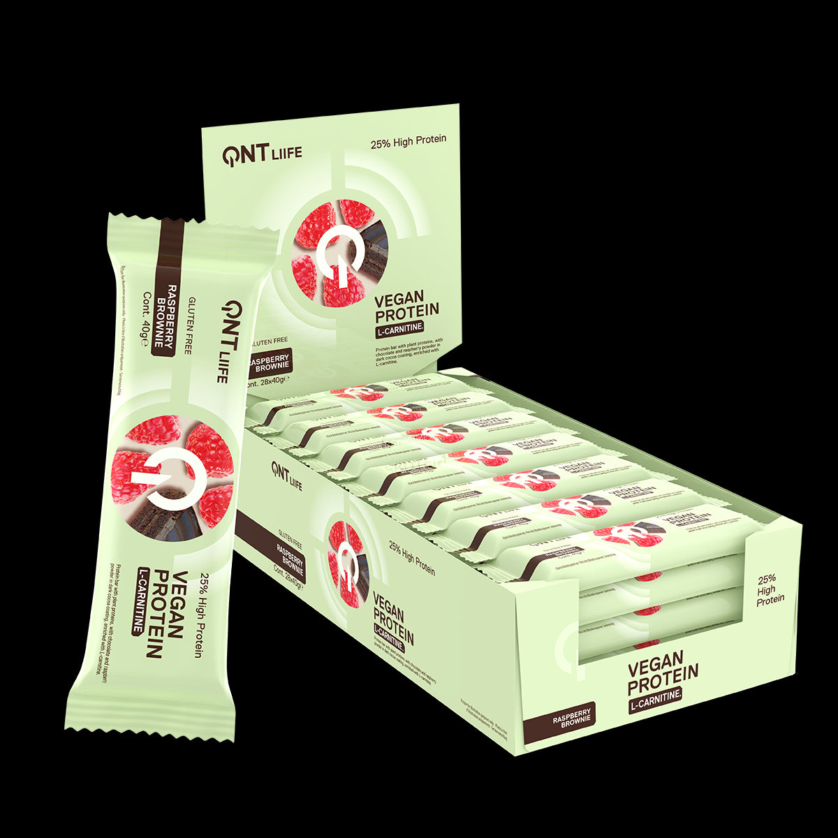 Barre protéinée Vegane avec L-carnitine | 28 x 40 g Brownie framboise