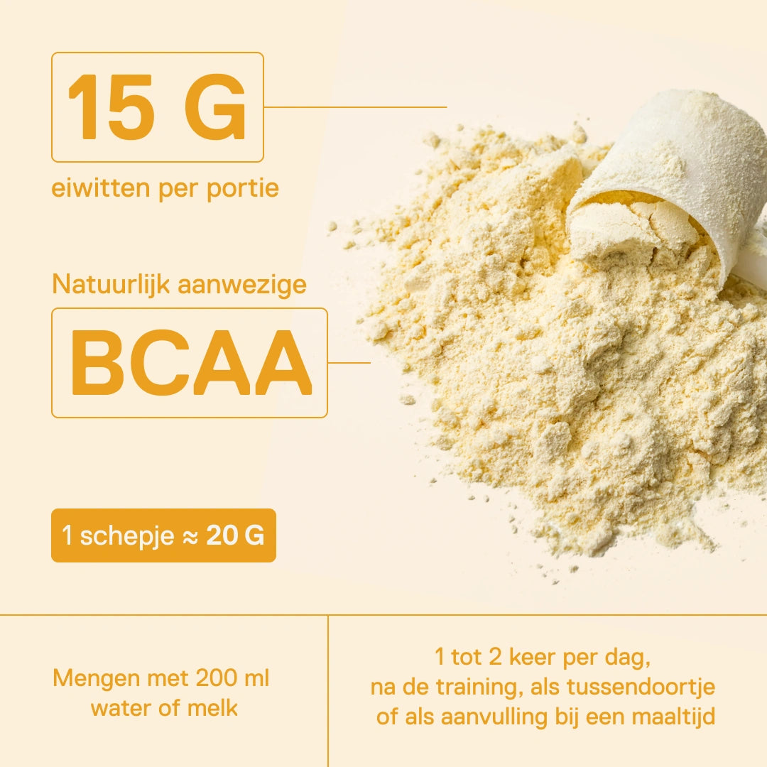 Light Digest wei-eiwit QNT Banaan – 15 g eiwitten per portie met natuurlijk aanwezige BCAA, 1 schepje ≈ 20 g mengen met 200 ml water of melk